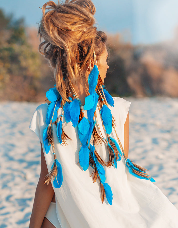 Hair product colored feather hair ornament orange AFROline (1pc)-4